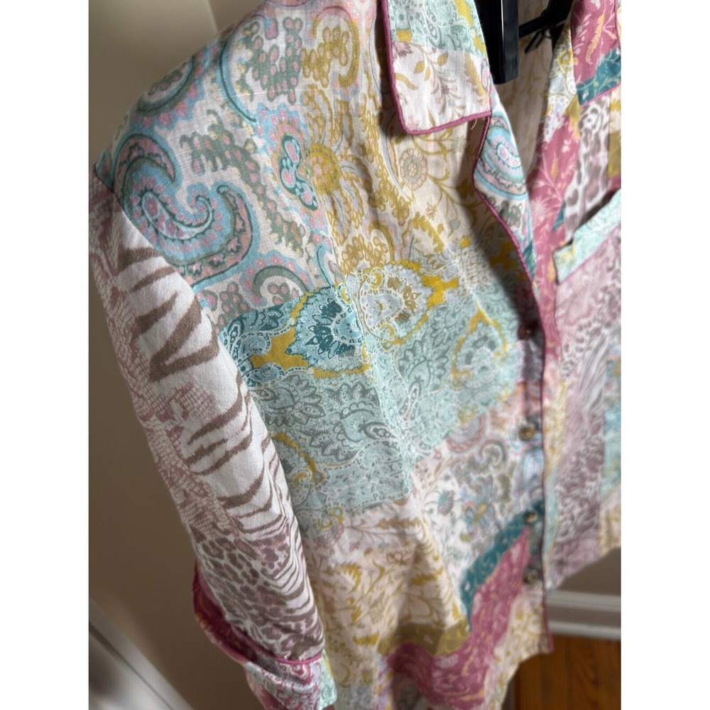 Johnny Was Workshop Women's XL Patchwork Button Front Blouse - Picture 2 of 7